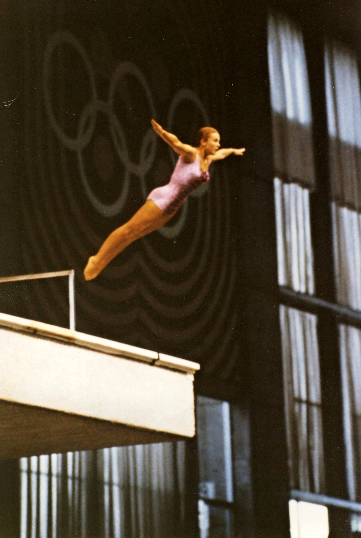 Mileny Duchková´s first jump at the 1968 Summer Olympics in Mexico