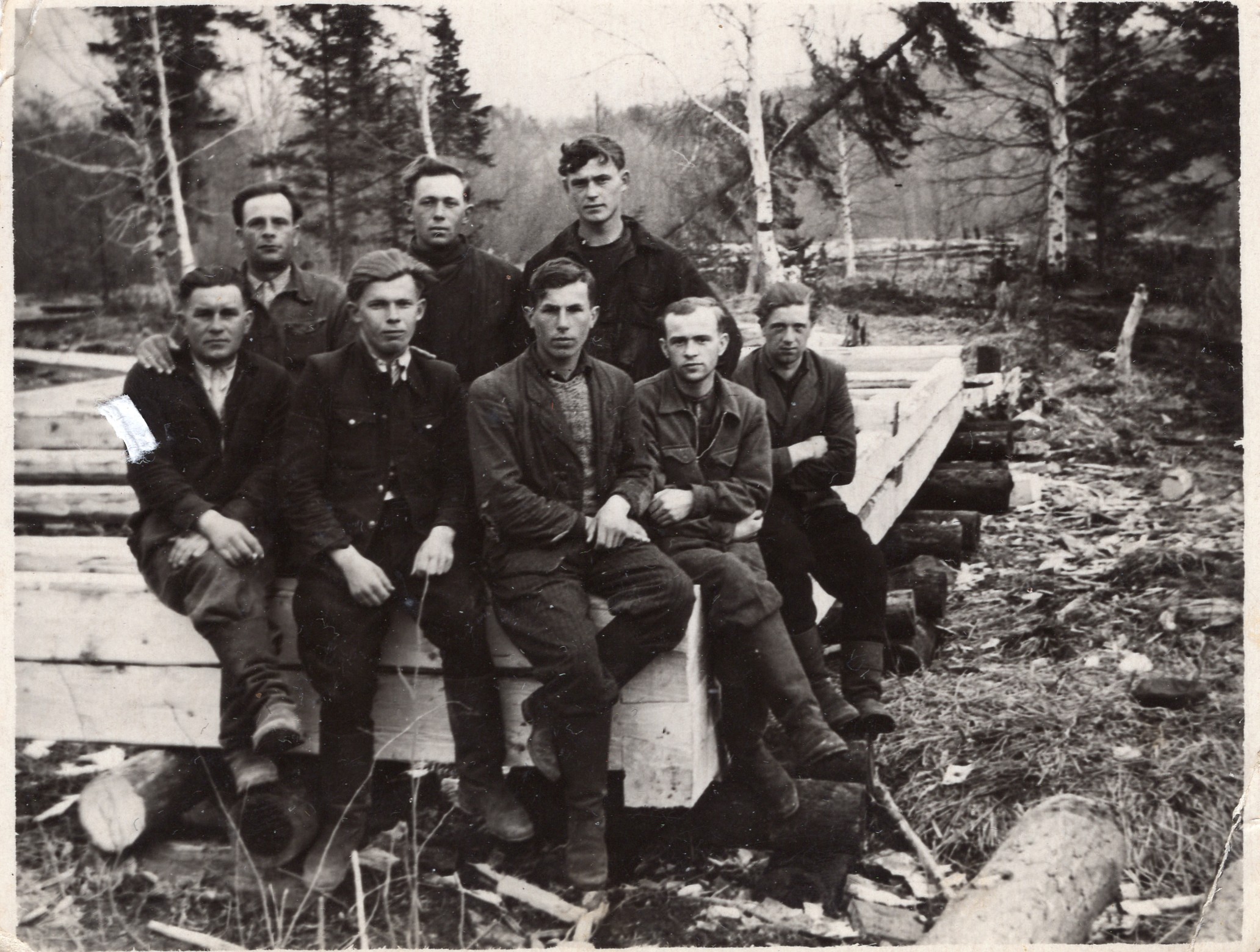 Maksymovych (in the middle) with his comrades, vicinity of Khabarovsk, 1951