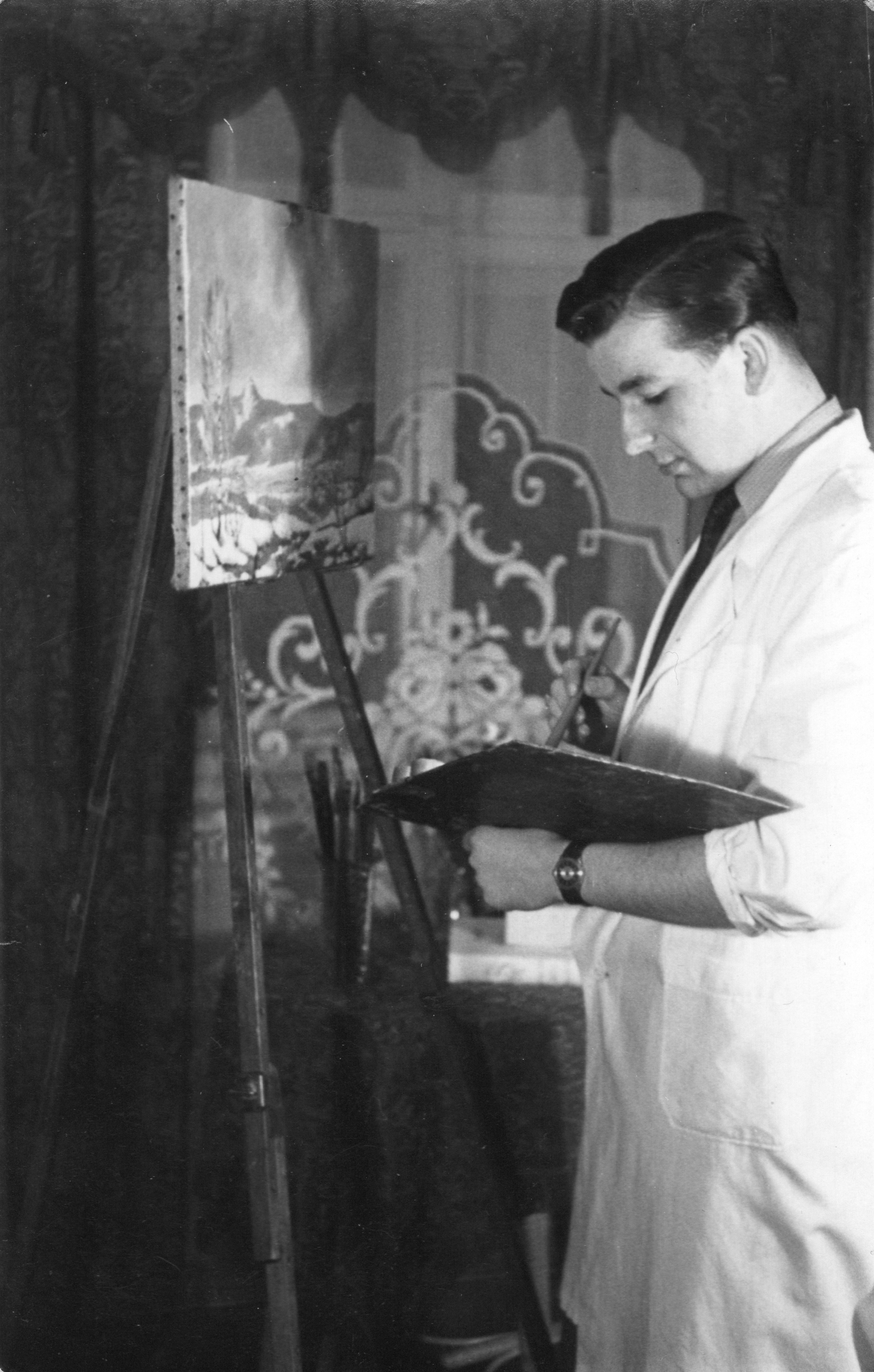The witness is painting Ještěd, around 1949