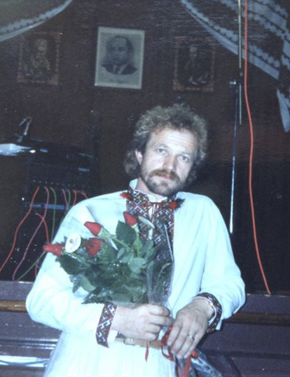 Bohdan Stefura in his youth in an embroidered shirt