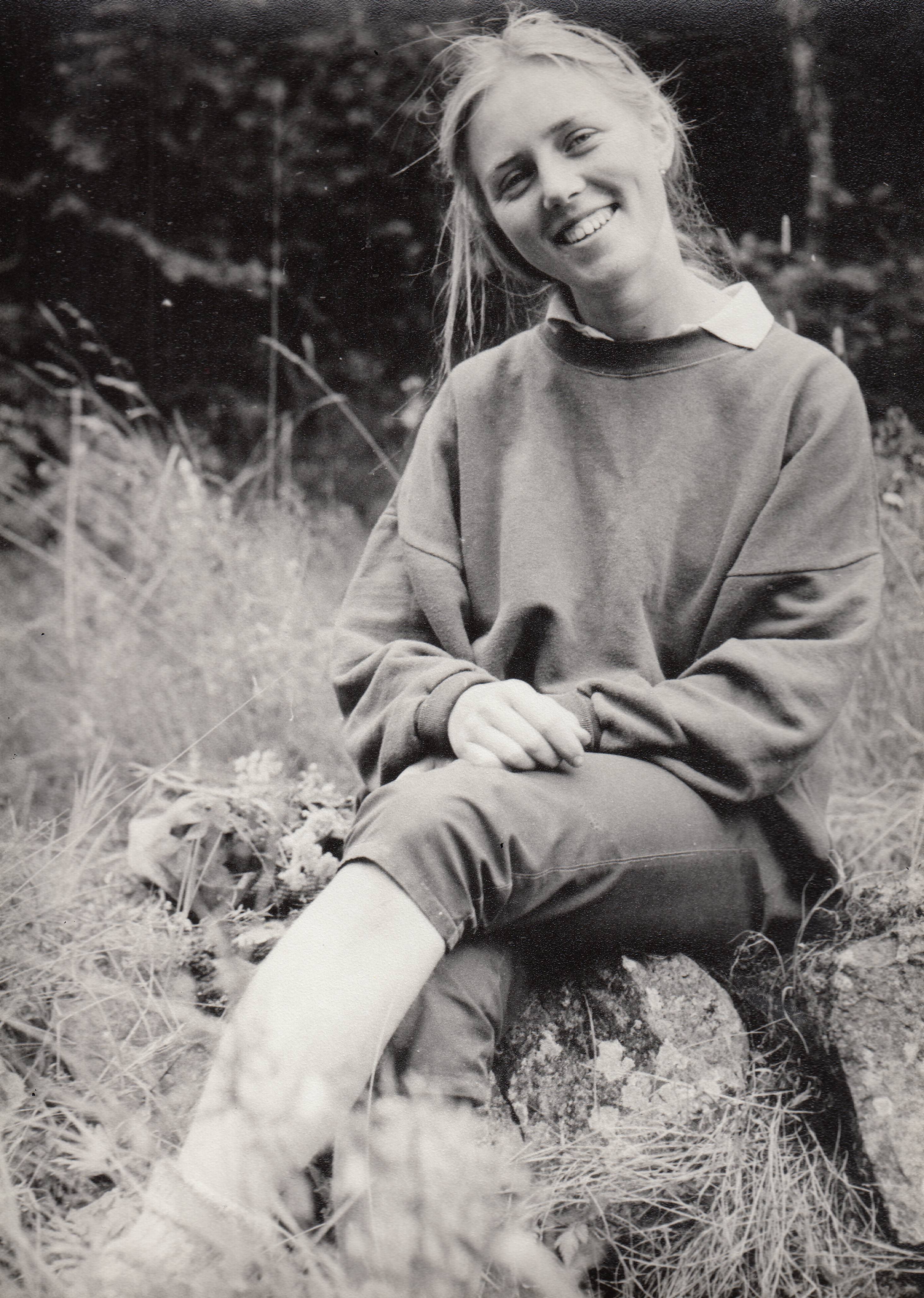 Irena Kvapilová on her honeymoon, Bohemian Forest, 1990