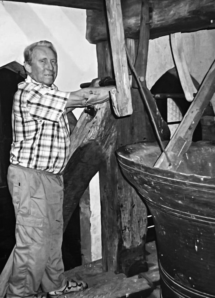 Miroslav Růžička on the bell tower, Kouřim, 1980s-1990s
