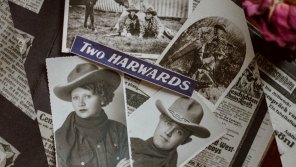 Kovbojský pár Two Harwards vystupoval po varieté v mnoha evropských městech. Foto: archív Sigmunda Hladíka, koláž: Tereza Kohutová