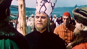 Zdeněk Štěpánek ve Vávrově filmu Jan Hus, uvedeném v roce 1955. Zdroj: Česká televize 