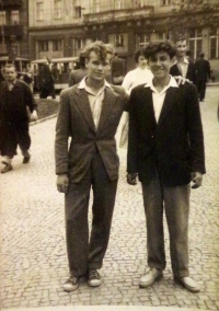 Vladimír Kovář (on the right) in a historic photograph