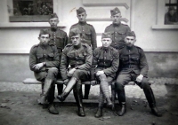 Witness's father in the uniform of the First Republic Army (sitting, far on the left) 
