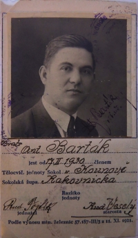 Antonín Barták's (her father's) Sokol membership card 