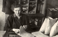 Květoslava at work in Oseva (Havlíčkův Brod) in 1954