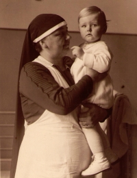 His sister with a nurse