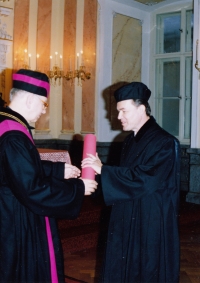 At his doctoral graduation, 17. 12. 1991