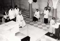 At the blessing of a new altar in Branná, August 1981