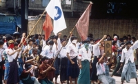 Protests in Burma in 1988 against the totalitarian government
