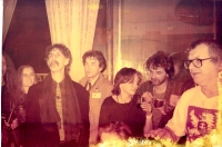 S Frankem Zappou a Ivanem Martinem Jirousem v hotelu Kriváň. Praha, zima 1990