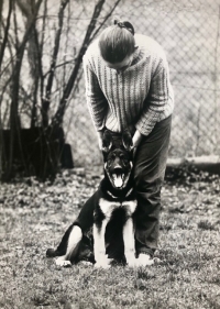 Helena Němcová with her dog