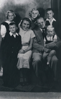 Back row, from the left: children Darina, Olga, Karel
Front row, from the left: son Petr, parents Olga and Karel with Ctibor in his lap