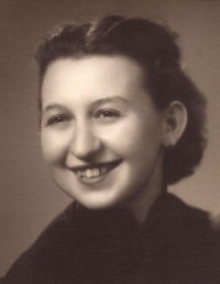 Marie Škrlová in her graduation photo (1956) 