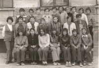 Miroslava Sedlář (second from the middle middle row) at the school in Uničov