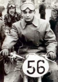 Jan Hlach as a motorcycle racer.