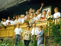Adam Rucki with his mother (first row on the left), family and friends/ Bukovec 2000