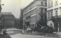 Tank in Prague on the National Avenue in 1968 