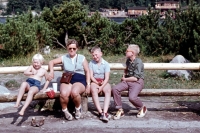 Marta Janasová with her brothers and mummy in the Tatra mountains in 1962