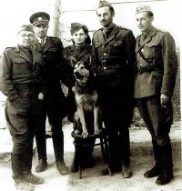 A training unit in Slovakia, 1945, the commander Capt. Brezany (on the left) 
