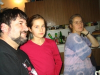 Věra Náhlíková with husband Petr and daughter Martina in the kitchen (2004)