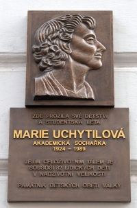 Memorial plaque in Pilsen, made by Sylvie Klánová to her mother, sculptor Marie Uchytilová; unveiling of the plaque took place together with city mayor of Pilsen Martin Baxa in 2011