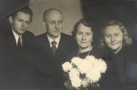 Family picture, from the left: Heliodor Uchytil (brother of Marie Uchytilová), Václav Uchytil (father of M. Uchytilová), Anna Uchytilová (mother of M. U.,) Marie Uchytilová