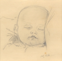 Marie Uchytilová's sketch of her daughter Sylvie Klánová (1950)