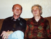 Vladimír Kříž with his mother in the 90s