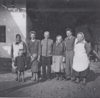 Anna Sedláková and her family at the Tis estate. 1940's