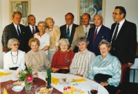 Meeting of alumni of the Tomáš Baťa's Business Academy for International Trade in 1982 in Zlín. Marta is sitting, second from the right.