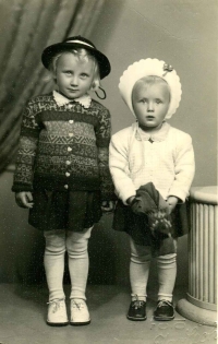 Jarmila with her younger cousin Julie Měrková
