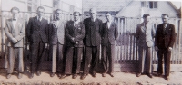 Post-war photo of the men, which the Germans wanted to shoot on May 7, 1945 in Vranová Lhota. Finally, they shot Otto Krejčí and František Švec