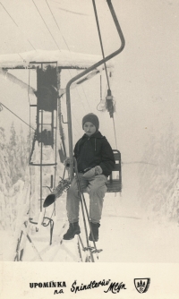 Špindlerův mlýn [Špindler's Mill], before the Na Pláních [The Plains ] upper station of the ski lift. 1967 