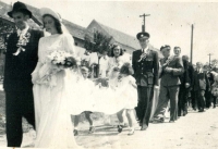 The wedding of Vaculka parents, Antonín Měrka wearing a uniform