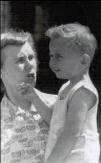 Pavel Taussig with his mother, Zábřeh 1953