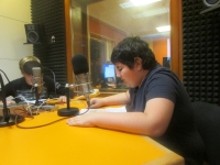 Students during the recording in the radio