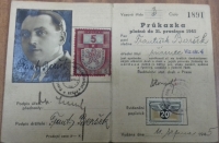 Czechoslovak railways ID card of the witness' father