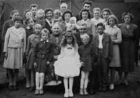 Holy Communion of Marie Halfar´s daughter Eliška (front center), late 1950s