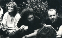 Jana Skalníková, Joska Skalník and Vladimír Kouřil, 4/7/1987, shortly after release from prison.