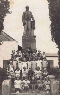 School photo (Helena is the first from the left just above the teacher)