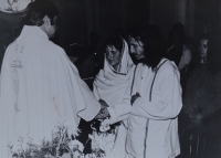 The wedding of Oldřich and Eva Kučerová getting married by the priest Pavel Uhřík