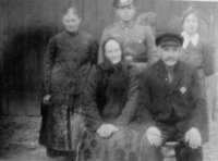 Marie Halfar's husband Arnošt (back center) with parents and sister, World War II