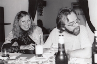 Miroslav at a party with his classmates from the Faculty of Education - meeting after ten years (1993)