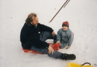 Miroslav with his younger daughter Magdalena in the mountains (2000)