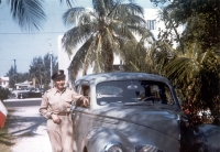 Jan with the embassy Pontiac in front of the Czechoslovak embassy in Nassau