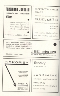 Reklama firmy tatínka Fr. Křížka v místním tisku, období tzv. první republiky 1918–1938