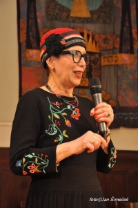 Zuzana Peterová during a book launch; 2018